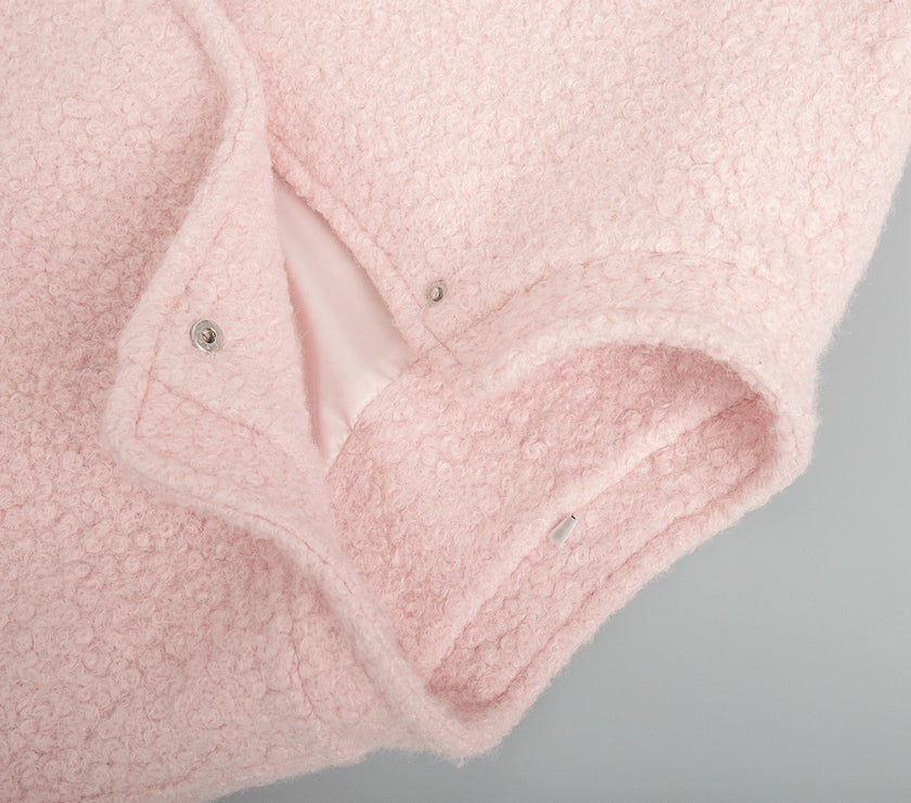 Double Take Plush Mock Neck Snap Down Jacket with Pockets