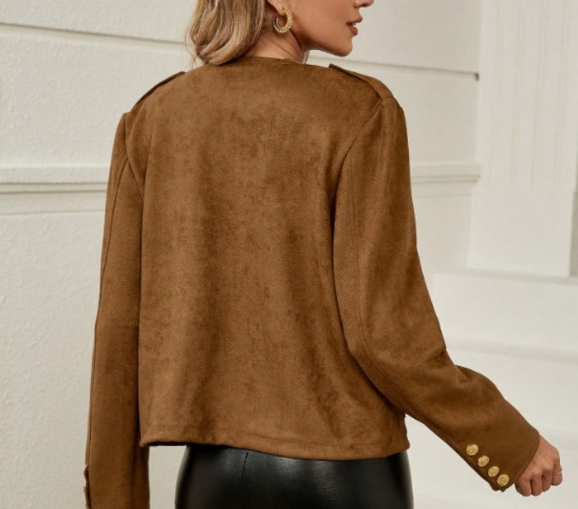 Snap Down Round Neck Jacket