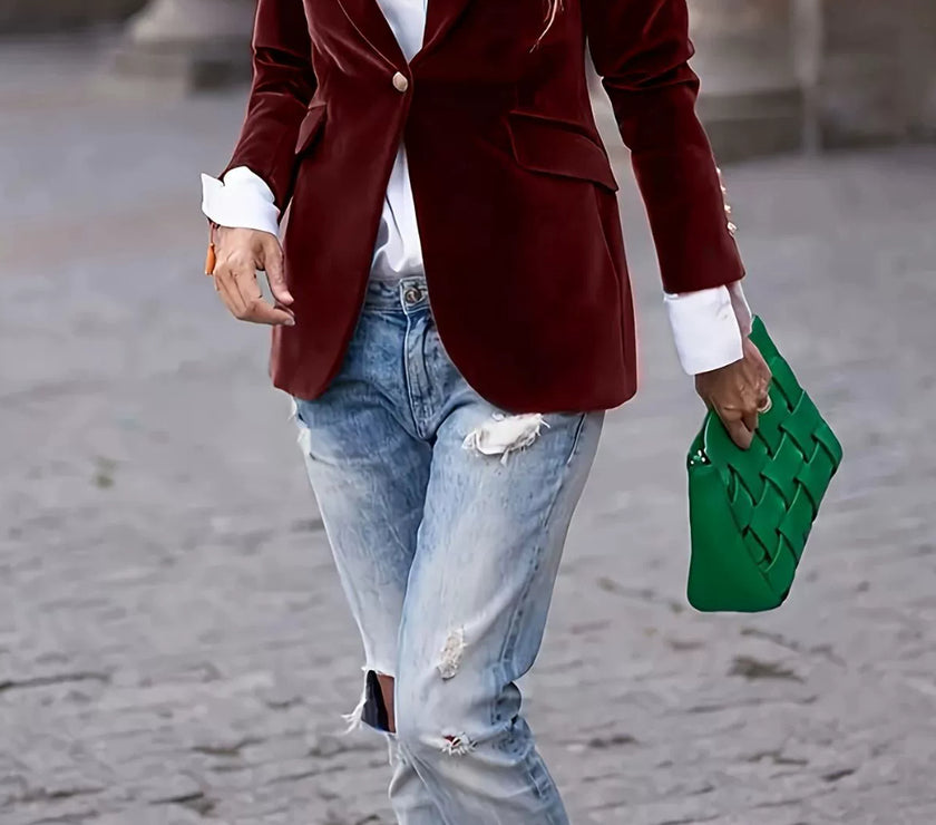 Lapel Collar One Button Blazer