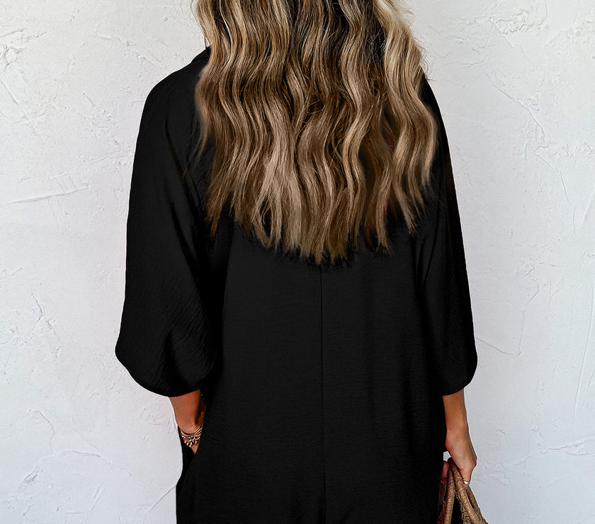 Half Button Collared Neck Romper