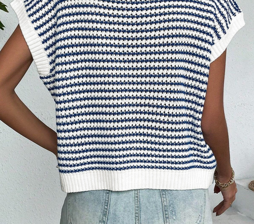 Striped Round Neck Sweater Vest