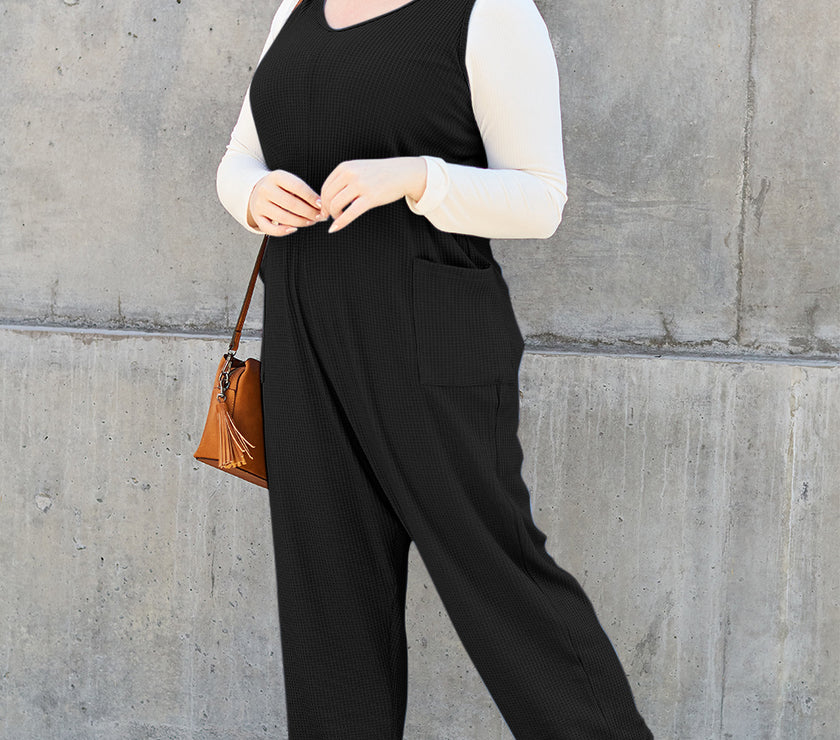 Double Take Full Size Sleeveless Straight Jumpsuit