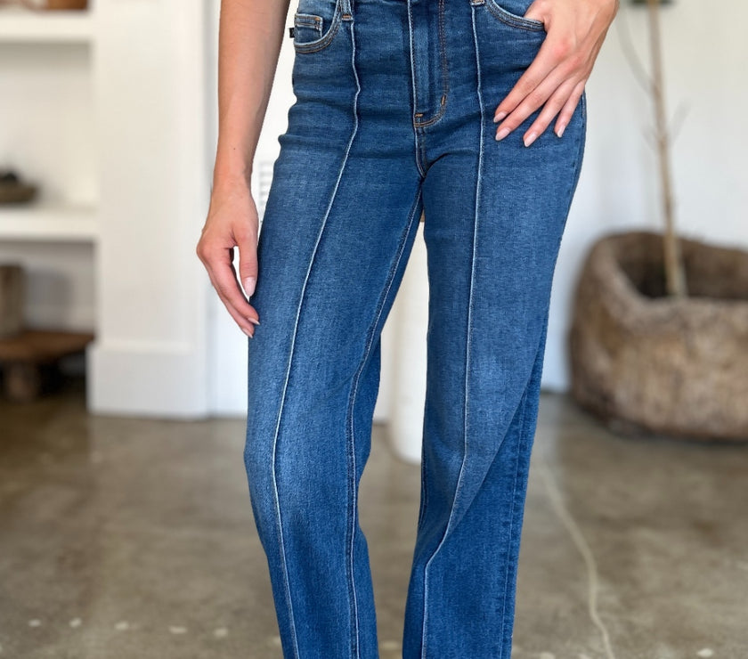 Judy Blue Full Size High Waist Front Seam Detail Straight Jeans