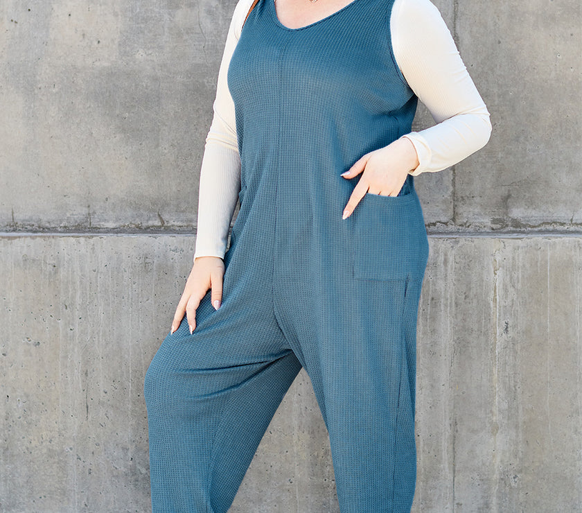 Double Take Full Size Sleeveless Straight Jumpsuit