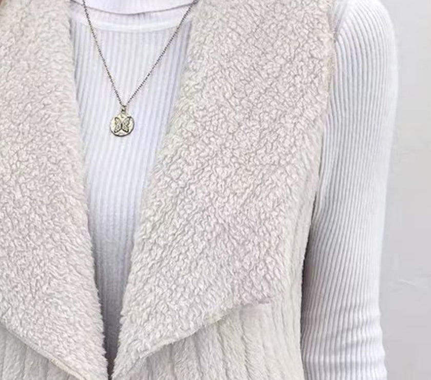 Open Front Fuzzy Vest Coat