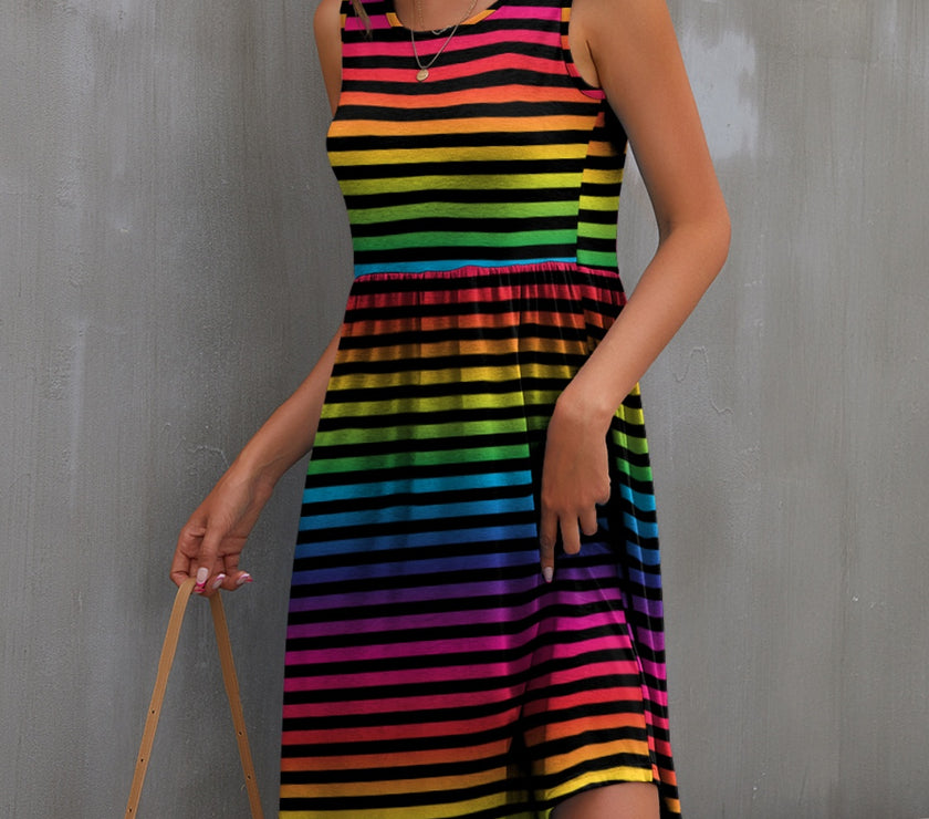 FAM-FAM Round Neck Wide Strap Mini Dress