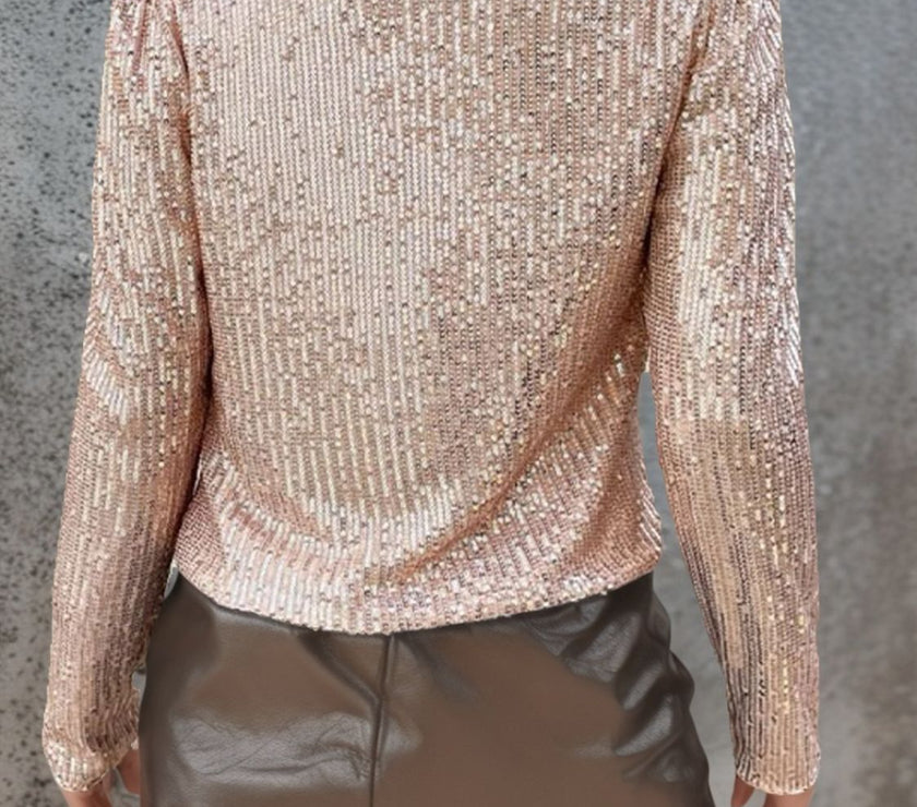 Full Size Sequin Open Front Cropped Jacket