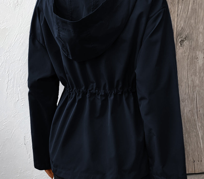 Ivy Lane Drawstring Zip Up Hooded Jacket