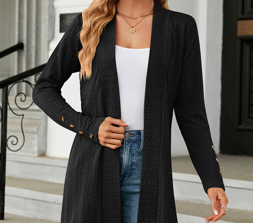 Open Front Long Sleeve Cardigan
