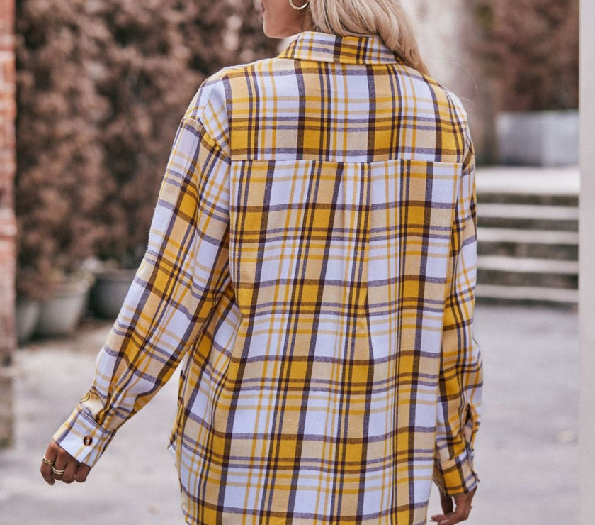 Mandy Plaid Dropped Shoulder Longline Shirt