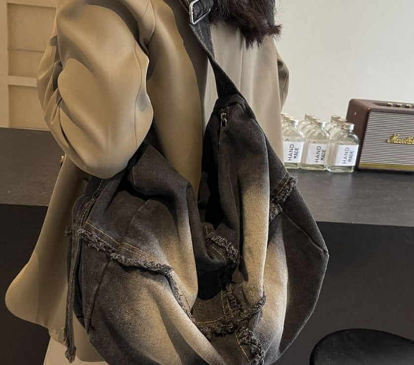 Raw Hem Gradient Crossbody Bag