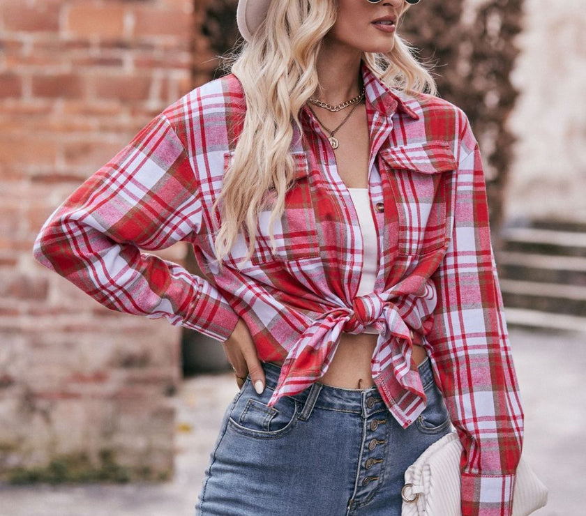 Mandy Plaid Dropped Shoulder Longline Shirt