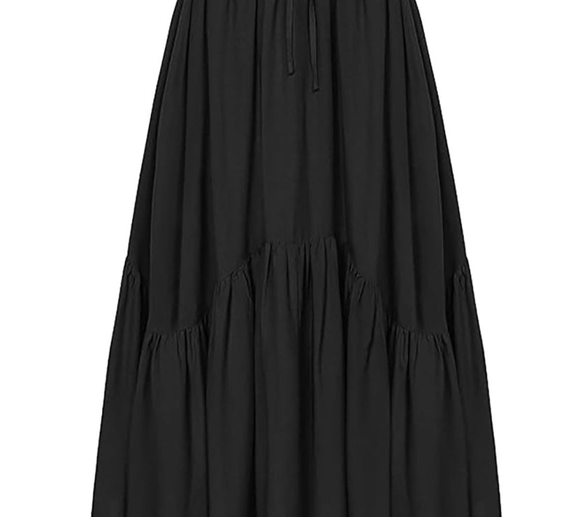 Smocked Waist Band Ruched Layered Skirt
