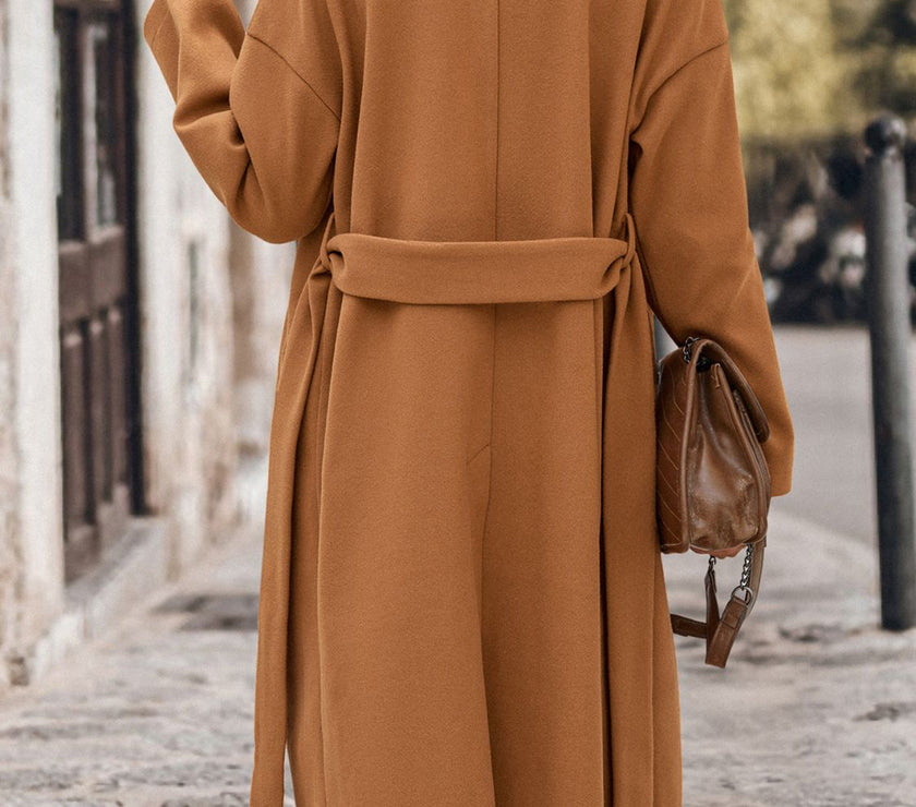 Perfee Dropped Shoulder Tie Waist Coat