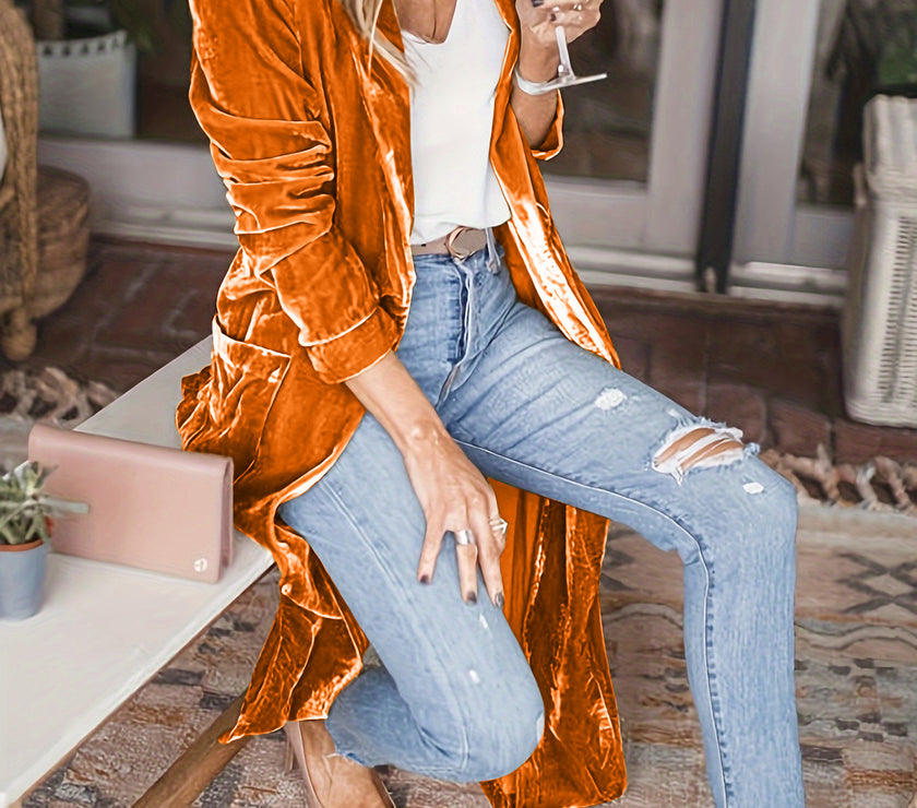 Open Front Long Sleeve Coat