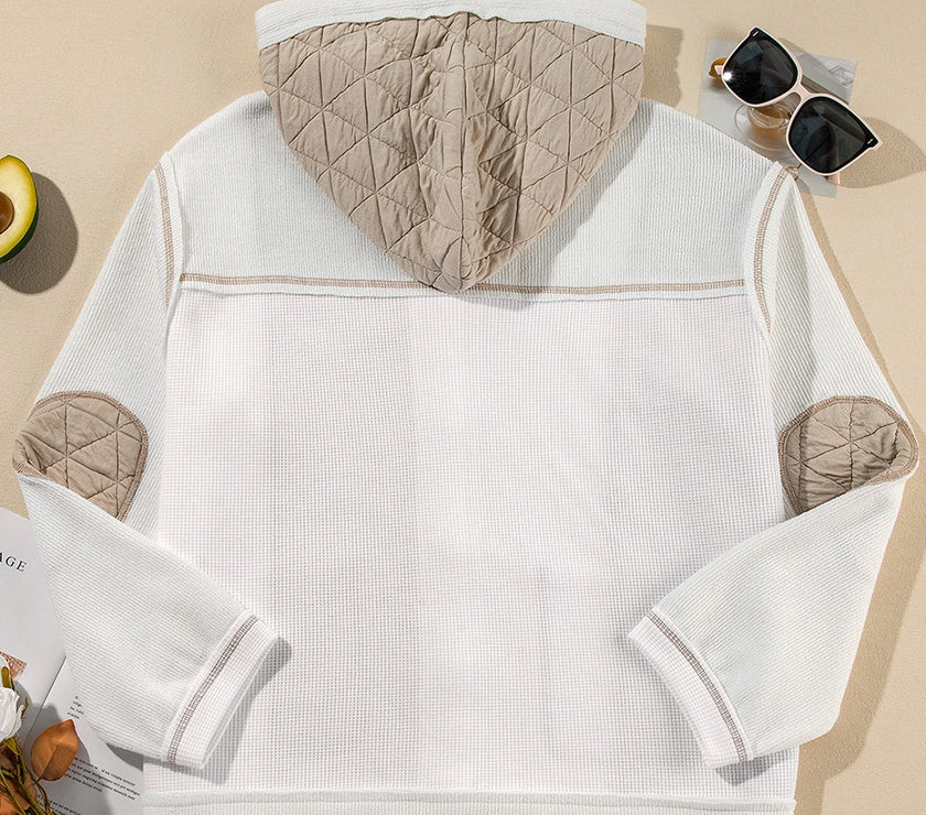 Drawstring Color Block Long Sleeve Jacket