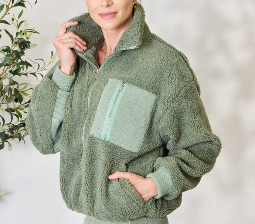 Heimish Full Size Zip Up Collared Neck Jacket