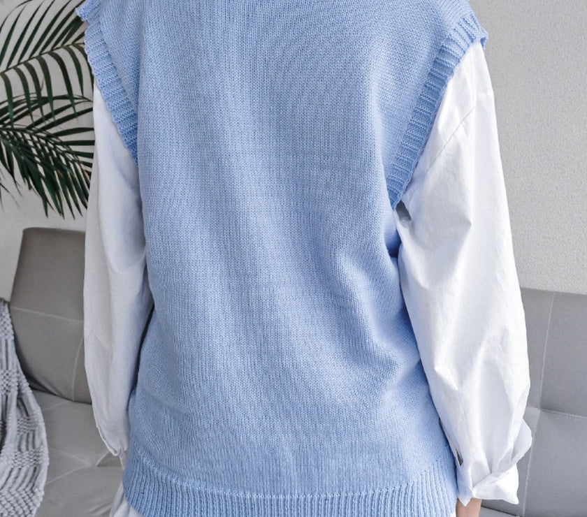 Openwork V-Neck Sweater Vest