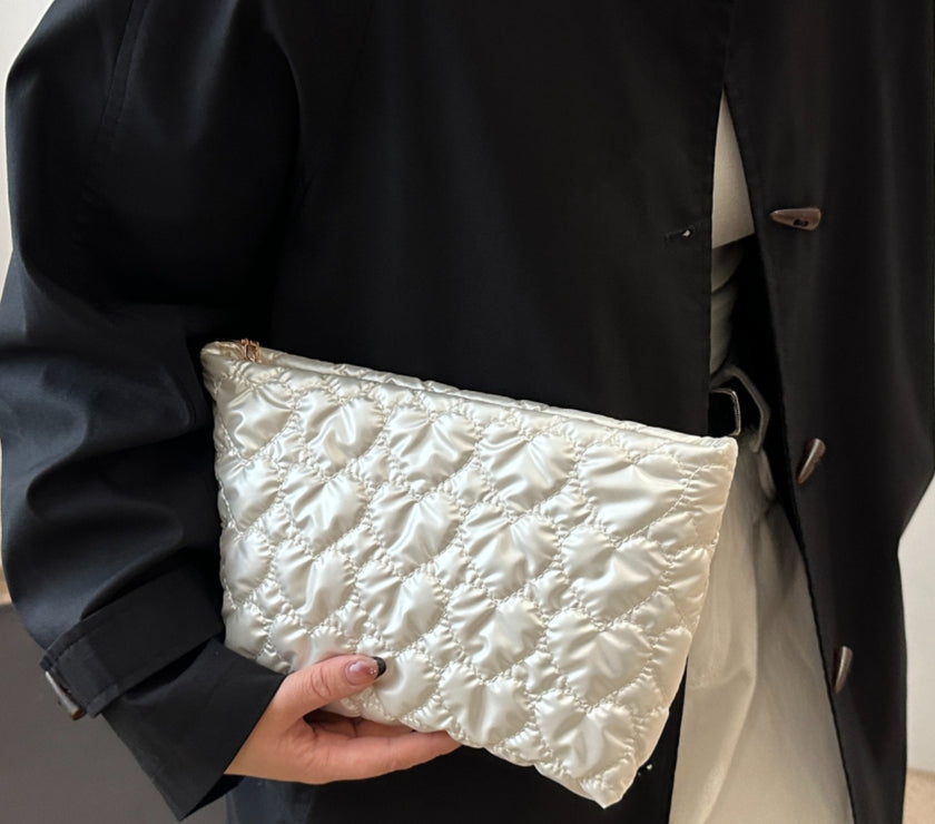 Ruched Heart Clutch with Zipper