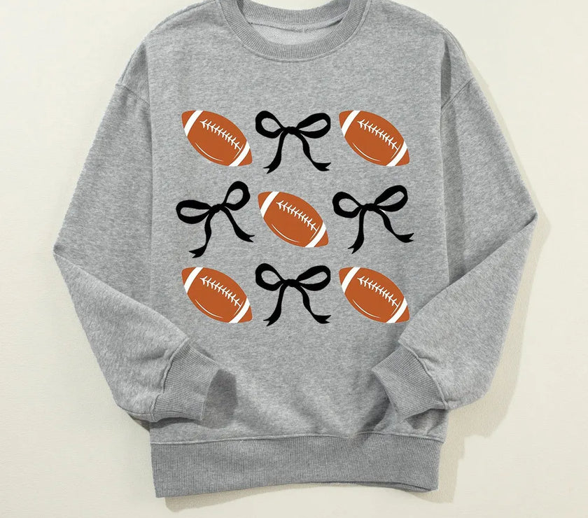 Football Round Neck Long Sleeve Sweatshirt