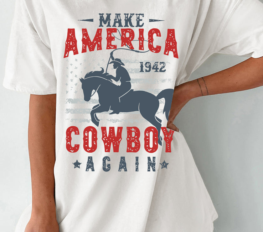 Cowboy Graphic Round Neck Half Sleeve T-Shirt