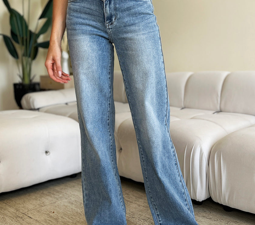 Judy Blue Full Size High Waist Wide Leg Jeans