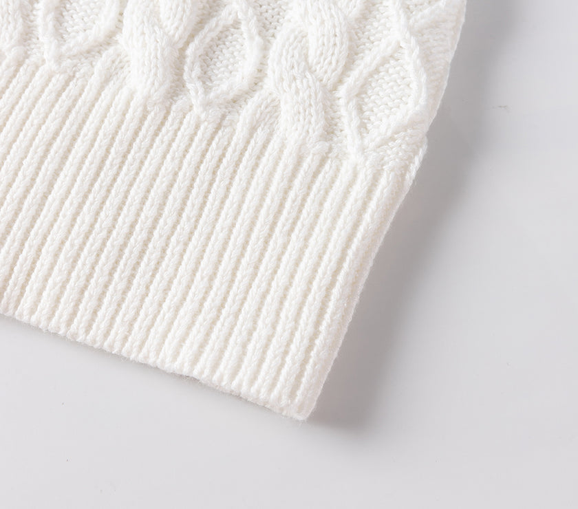 Cable-Knit Turtleneck Cap Sleeve Sweater