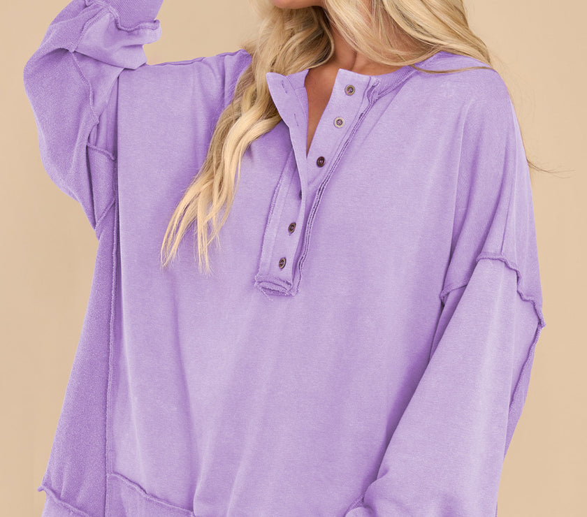 Exposed Seam Long Sleeve Sweatshirt