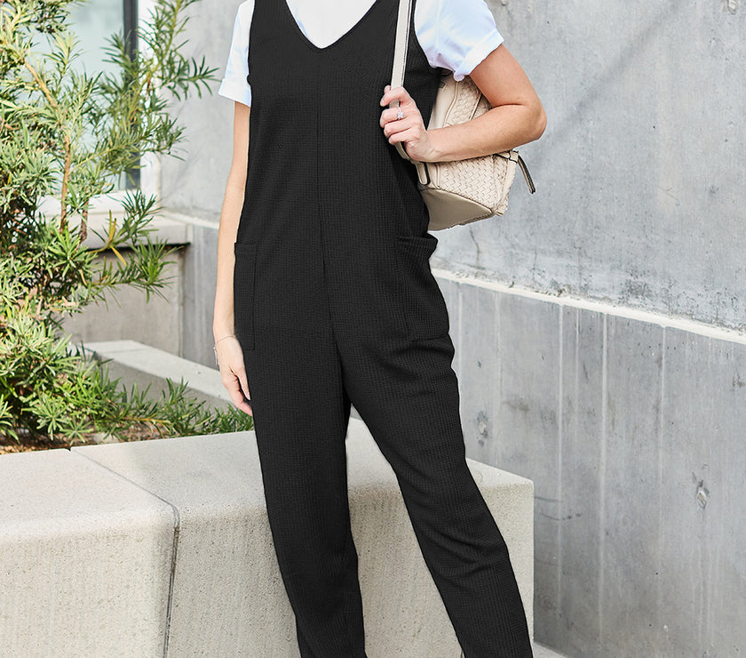 Double Take Full Size Sleeveless Straight Jumpsuit