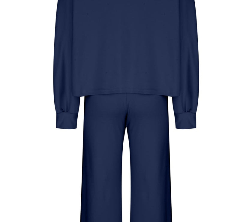 Round Neck Long Sleeve Top and Pants Set