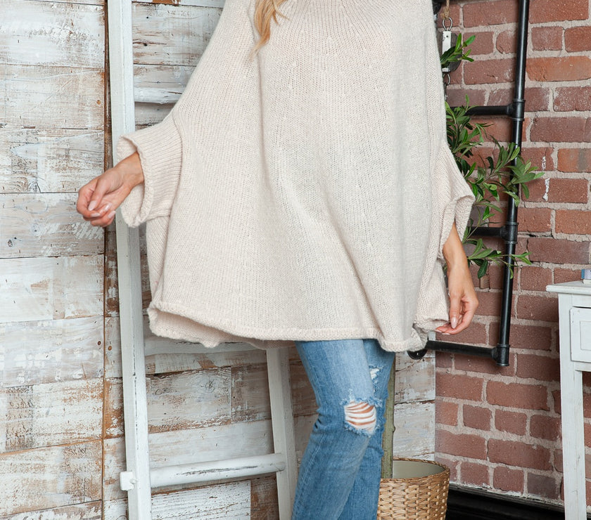 Round Neck Batwing Sleeve Sweater