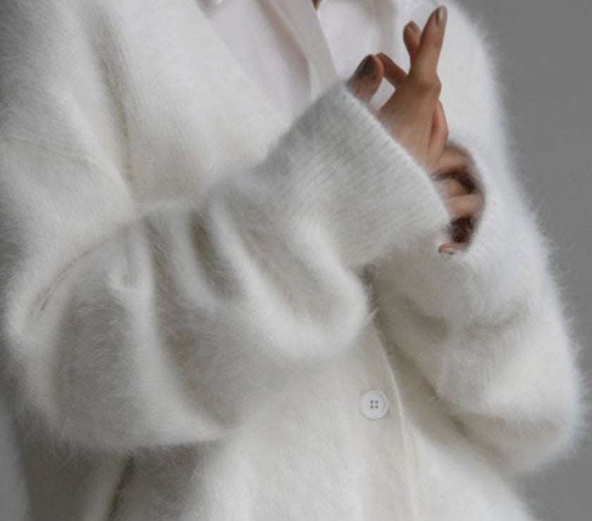 Fuzzy Button Down Long Sleeve Cardigan