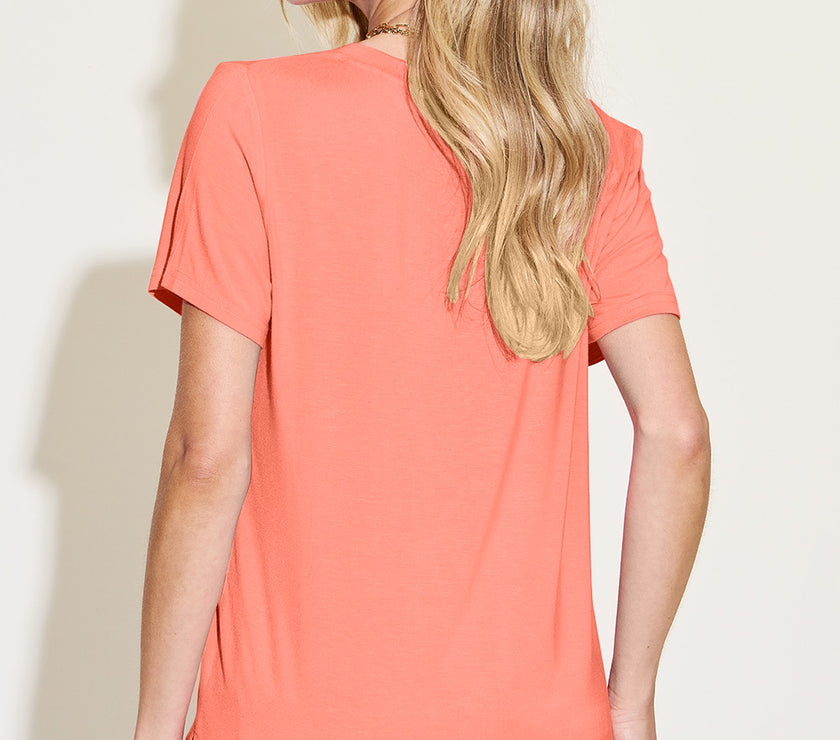 Basic Bae Bamboo Full Size V-Neck High-Low T-Shirt