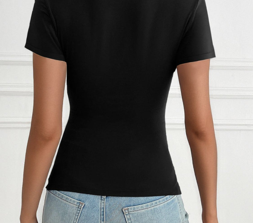 Devine Decorative Button Short Sleeve T-Shirt