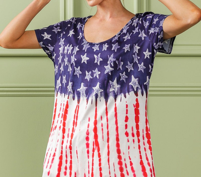 BiBi American Flag Theme Tee Dress