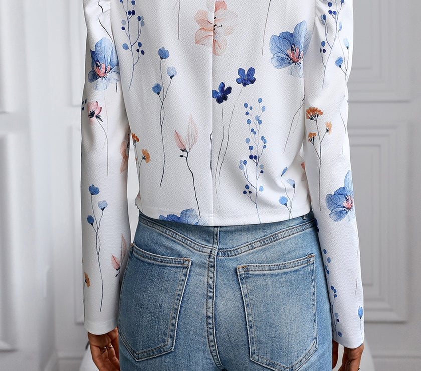 Printed Zip Up Long Sleeve Jacket