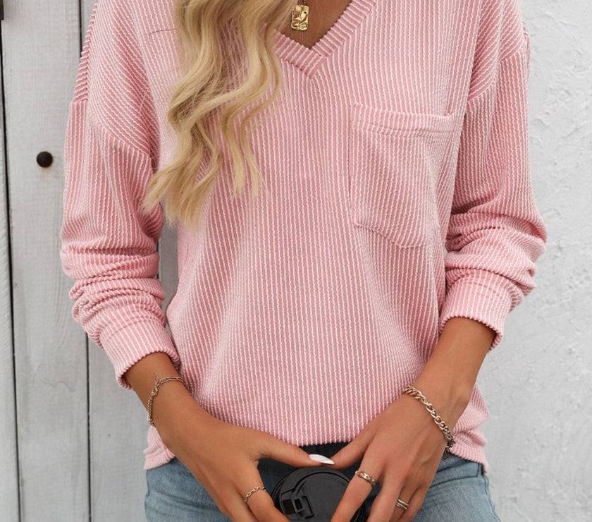 Mandy V-Neck Long Sleeve T-Shirt