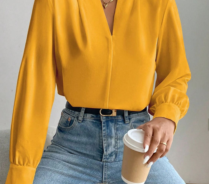 V Neck Long Sleeve Top