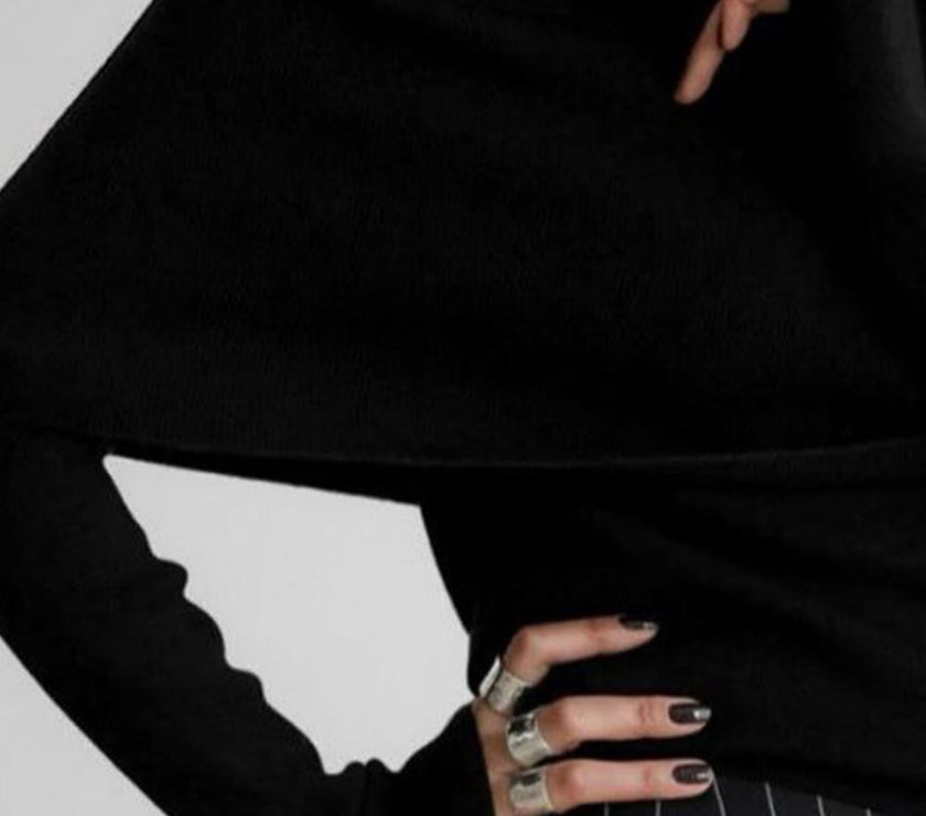 Off-Shoulder Long Sleeve Knit Top