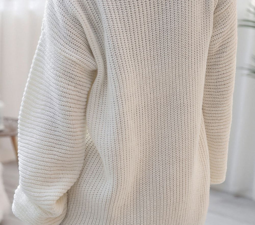 Boat Neck Long Sleeve Mini Sweater Dress