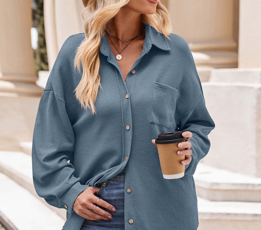 Mandy Collared Neck Dropped Shoulder Shirt