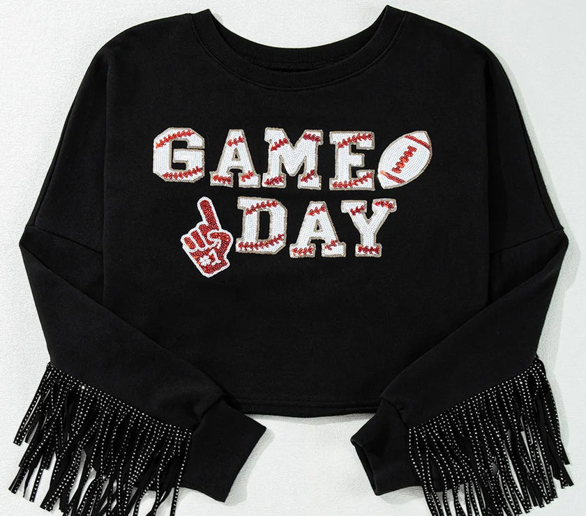 GAME DAY Fringe Long Sleeve Sweatshirt