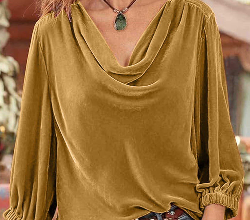 Cowl Neck Three-Quarter Sleeve Top