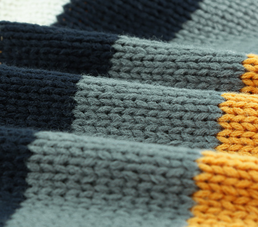 Color Block Round Neck Dropped Shoulder Sweater