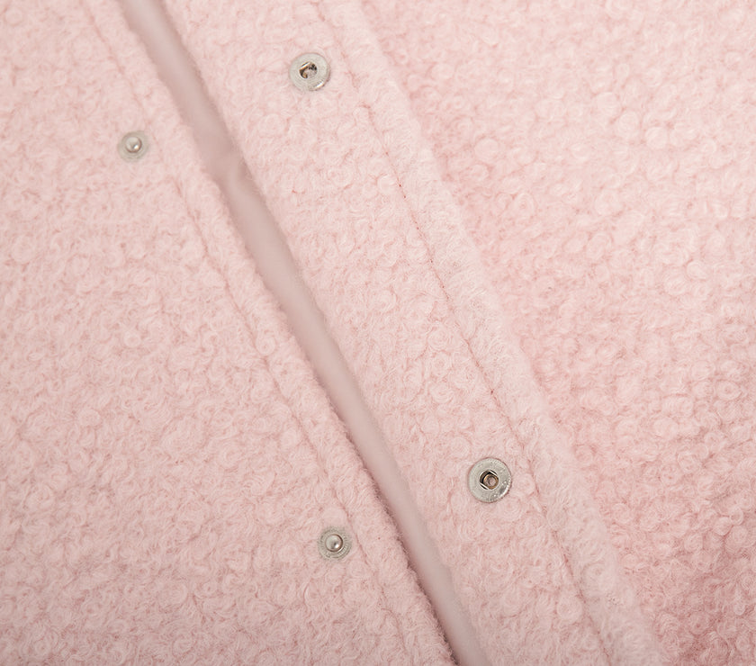 Double Take Plush Mock Neck Snap Down Jacket with Pockets