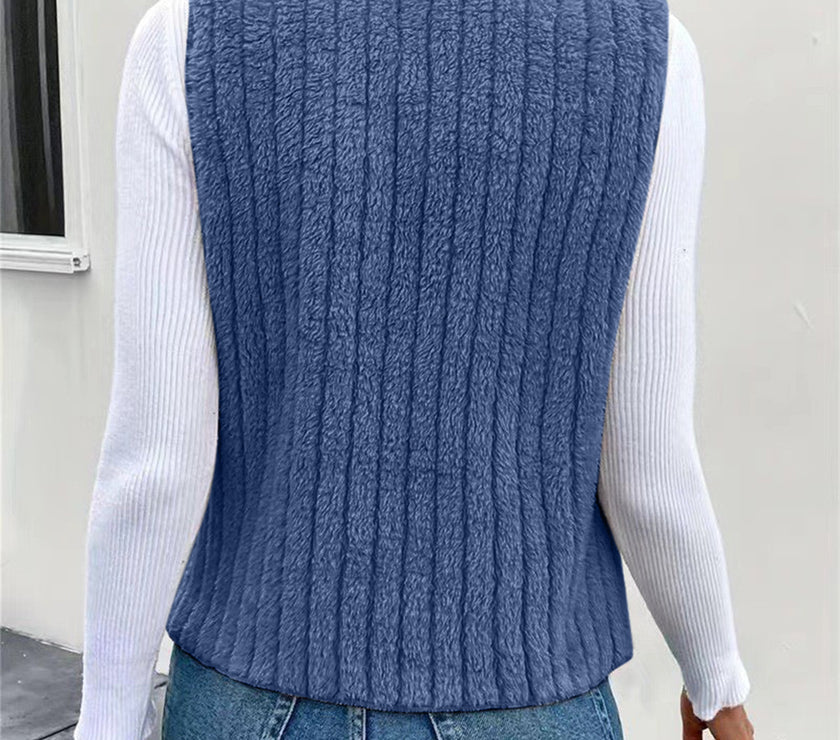 Open Front Fuzzy Vest Coat