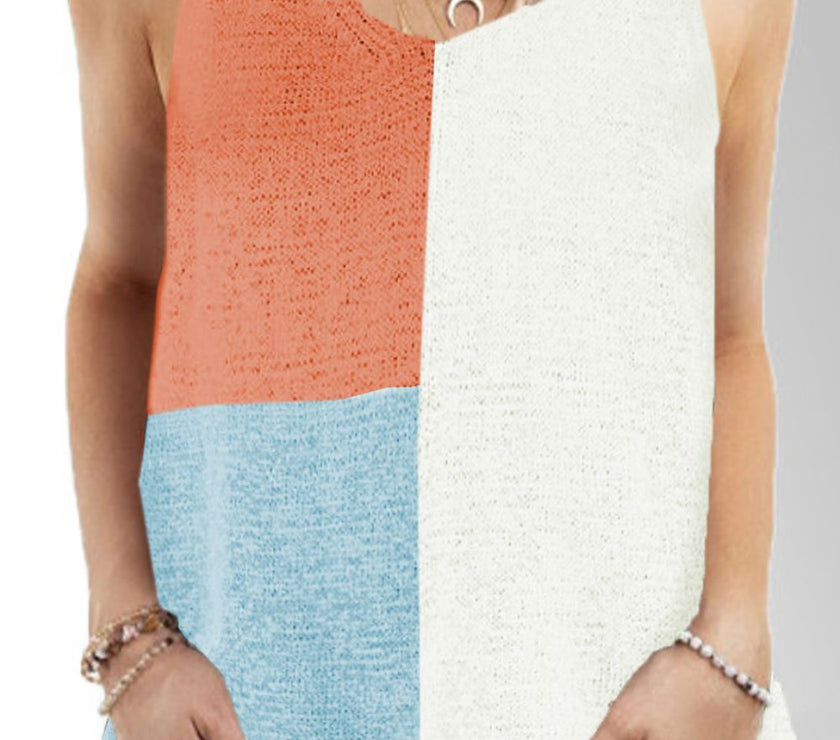 Color Block V-Neck Knit Vest