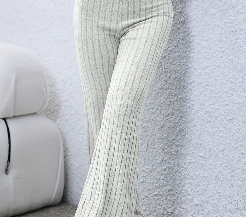 Basic Bae Full Size Ribbed High Waist Flare Pants
