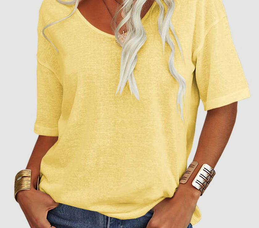 V-Neck Dropped Shoulder Half Sleeve T-Shirt