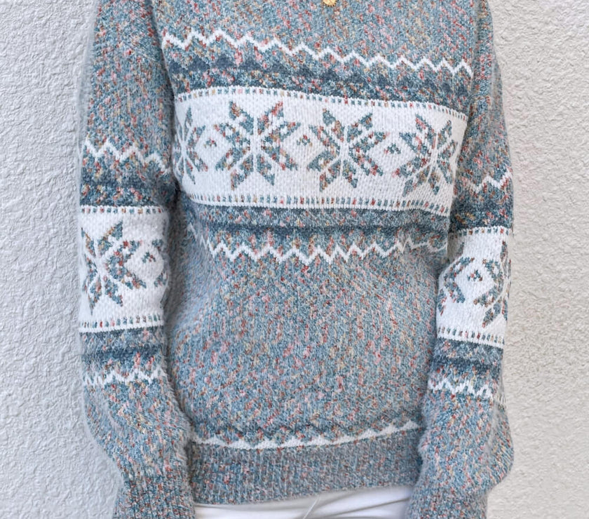 Snowflake Pattern Mock Neck Sweater